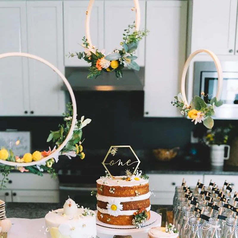 

1/5pcs Bamboo Circle Round Catcher Ring DIY Crafts Flower Wreath Hoop Wedding Home Decorations Garden Plant Decor Hanging Basket