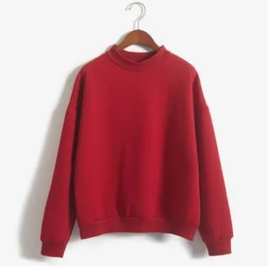 

Winter Warm Thick Sweatshirt Women O-neck Long Sleeve Loose Sweatshirts Shirt Solid Color Large Size Korea Style Pullover Tops