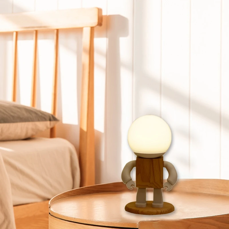 

Wooden Robot Desktop Table Lamp Creative Simple Home Bedroom Desk Night Light Bar Club Decorative Creative Lighting wholesales