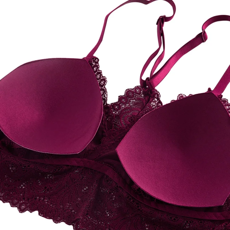 

Sexy Lace Bra Sets Women Seamless Embroidery Bralette Wireless Breathable Underwear Lingerie Set