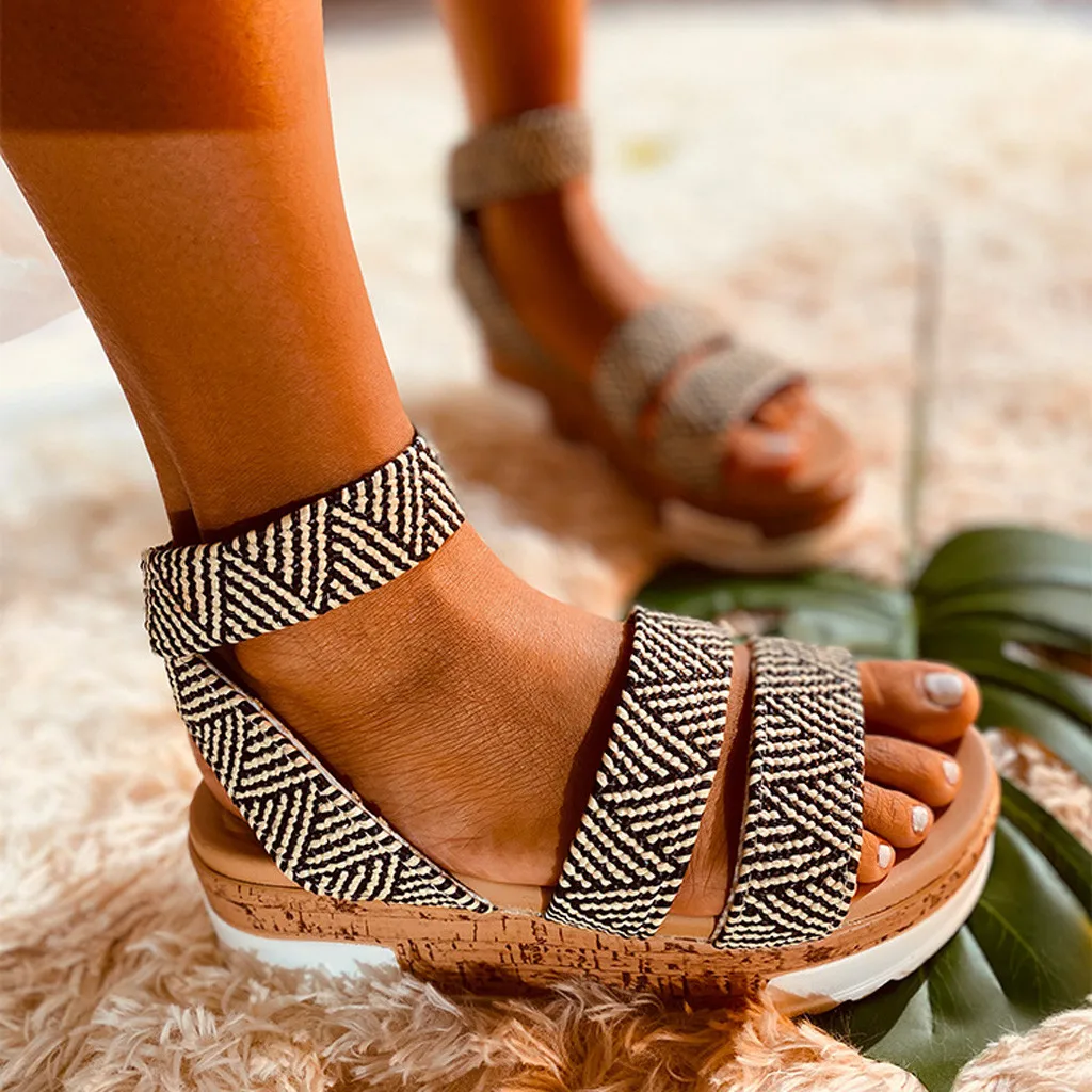 Женские сандалии с открытым носком на толстой плоской подошве Вьетнамки женские