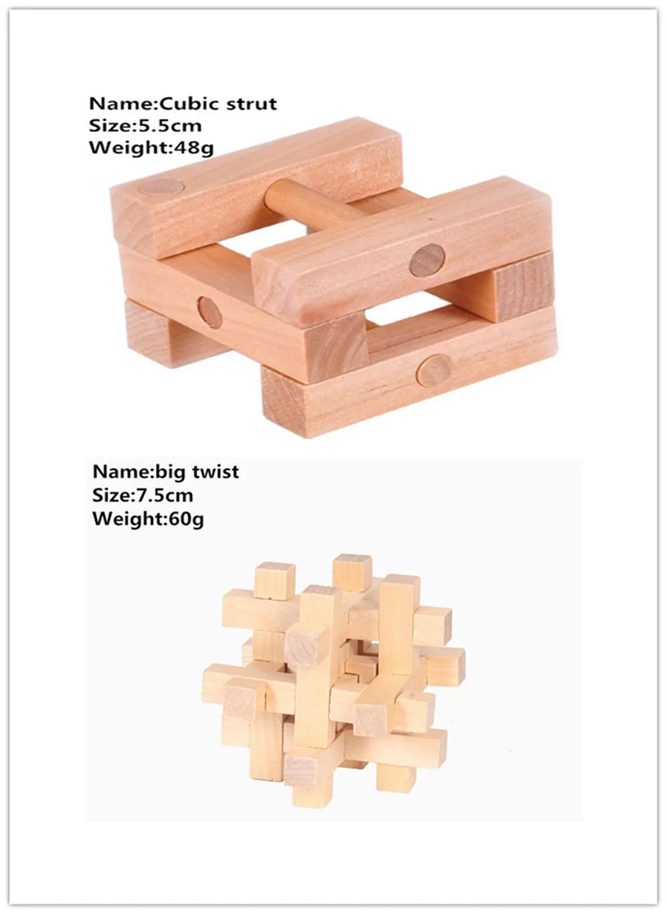 

3D Wooden Interlocking Kong Ming Luban Lock Puzzle Game Fun IQ Brain Teaser Game New Educational Adults Kids Toy