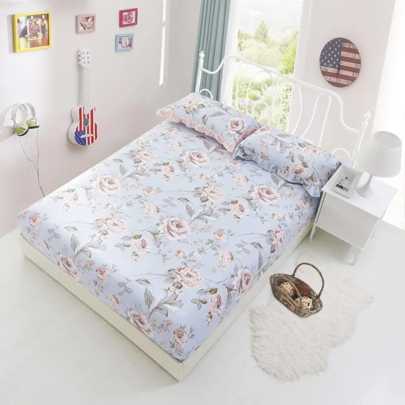 

36 Bed Sheet with Elastic Rubber Fitted Sheet Bed Linens Deep Pocket Twin Queen Double Sinlge Ruissian Size 160X200cm