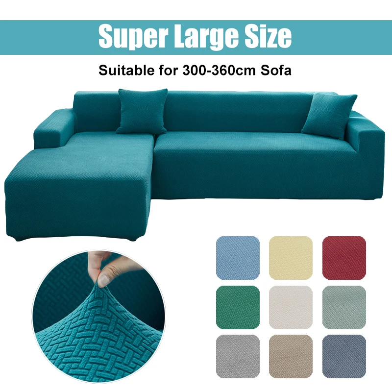 

Чехол для дивана на 5 мест, флисовый модный жаккардовый чехол для дивана в гостиную, эластичный L-образный угловой чехол 300-360 см
