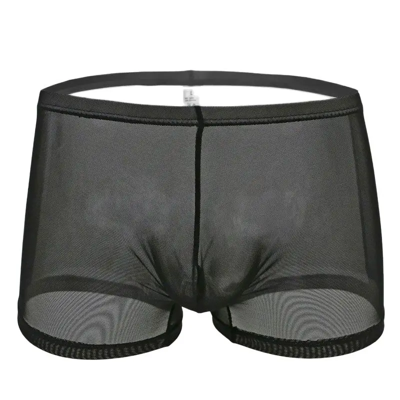 

Sexy Men Plus Size Mesh See Through Boxer Transparent Breathable U Convex Pouch Boxer Underwear Gay Wear Low Rise G-string F7