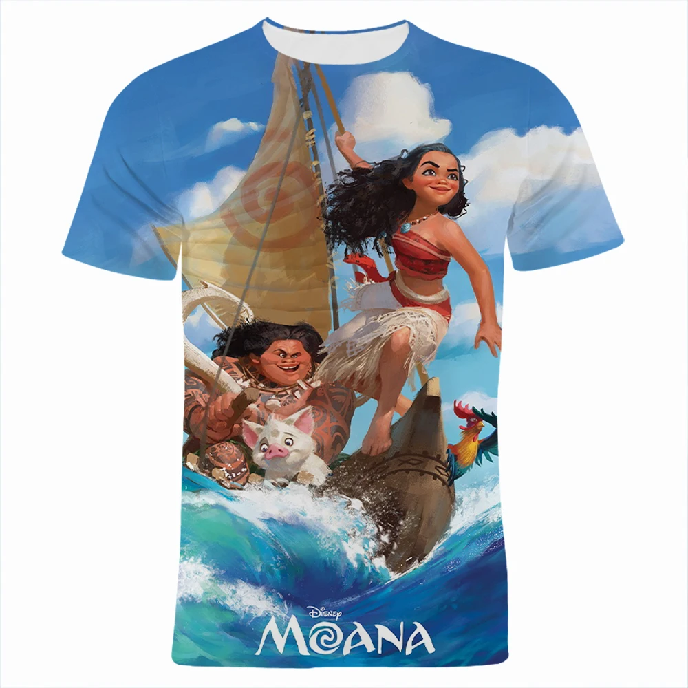 Moana Cartoon Anime Clothes For Children Summer Short Sleeve 3D Print Women T Shirt Casual Oversized Men's T-shirts