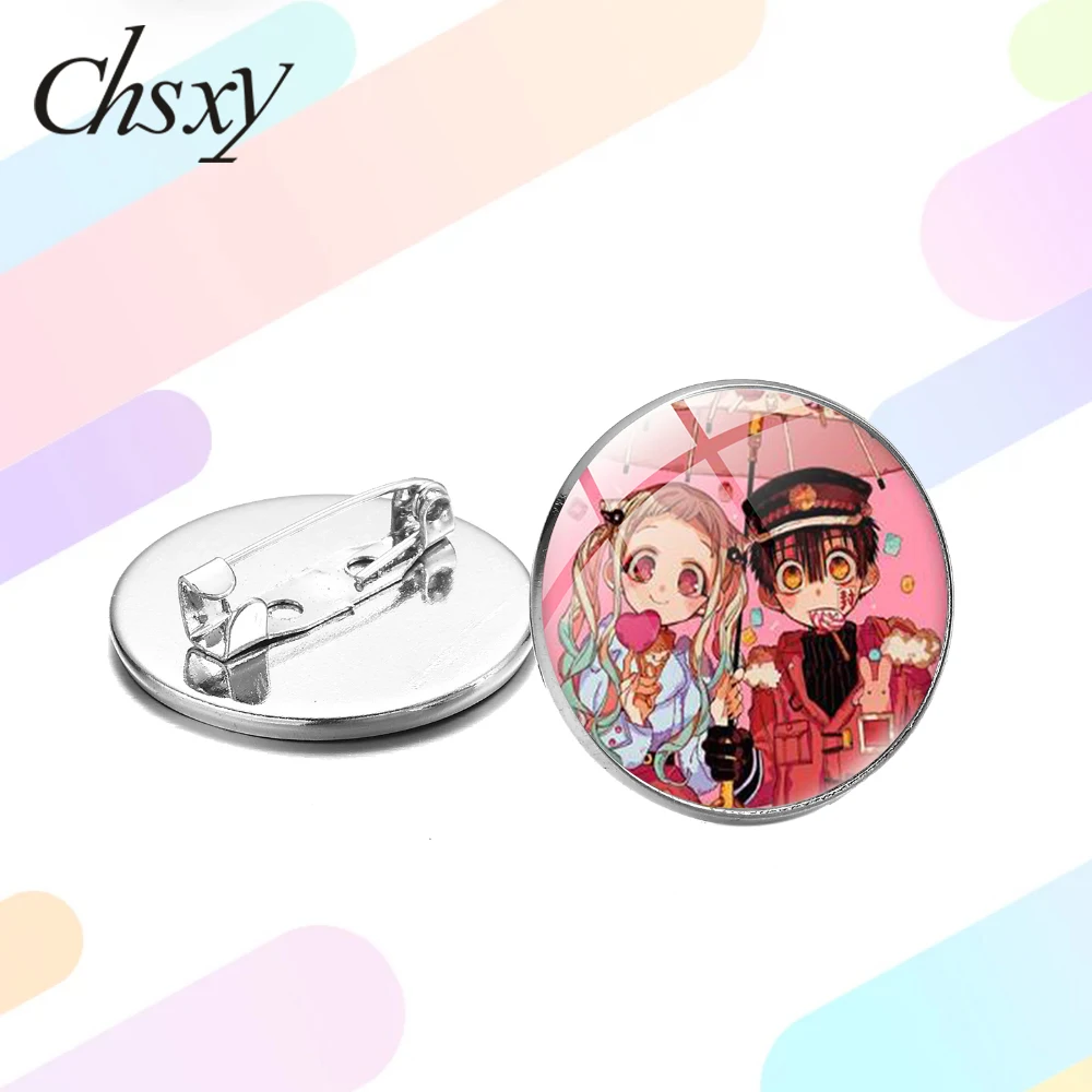 

CHSXY Kawaii Hanako-kun Brooch Cartoon Figures Glass Dome Lapel Pins Japanese Anime Toilet-Bound Cosplay Badges Gift for Friends