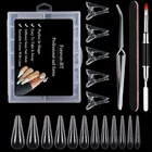 Прозрачная двойная форма для наращивания полимерных ногтей, УФ-гель, форма для наращивания ногтей сделай сам, формы для ногтей на шпильках, верхние кончики миндаля