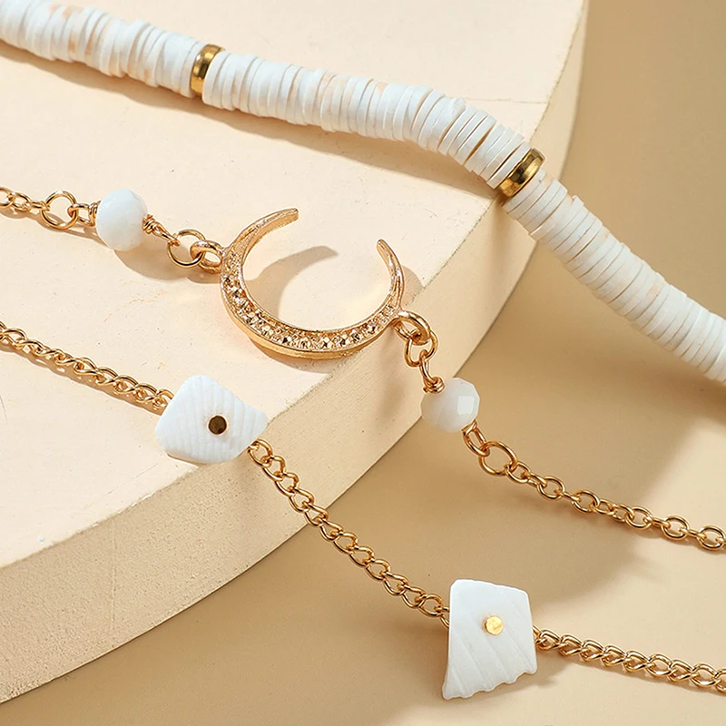 

3pcs Fashion Moon Bead Metal Bracelet Set Charm Bracelet Girl Party Jewelry Gift