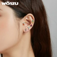 wostu ear studs 925 sterling silver summer sweetheart 1pc stud earrings pineapple fruit theme jewely accessories gift dae489