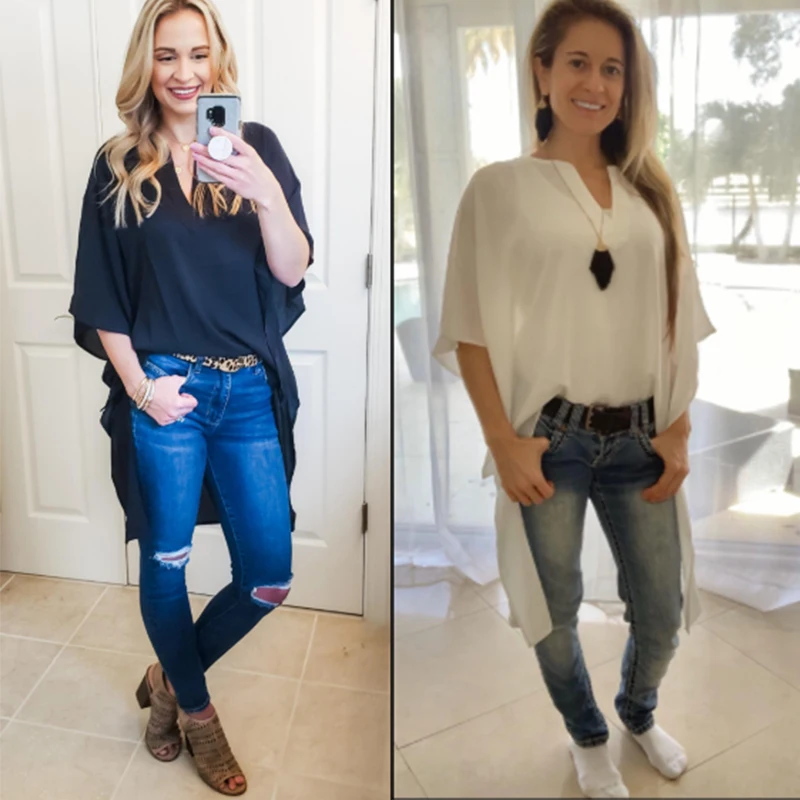 Женский топ-кимоно с V-образным вырезом свободного покроя | Женская одежда