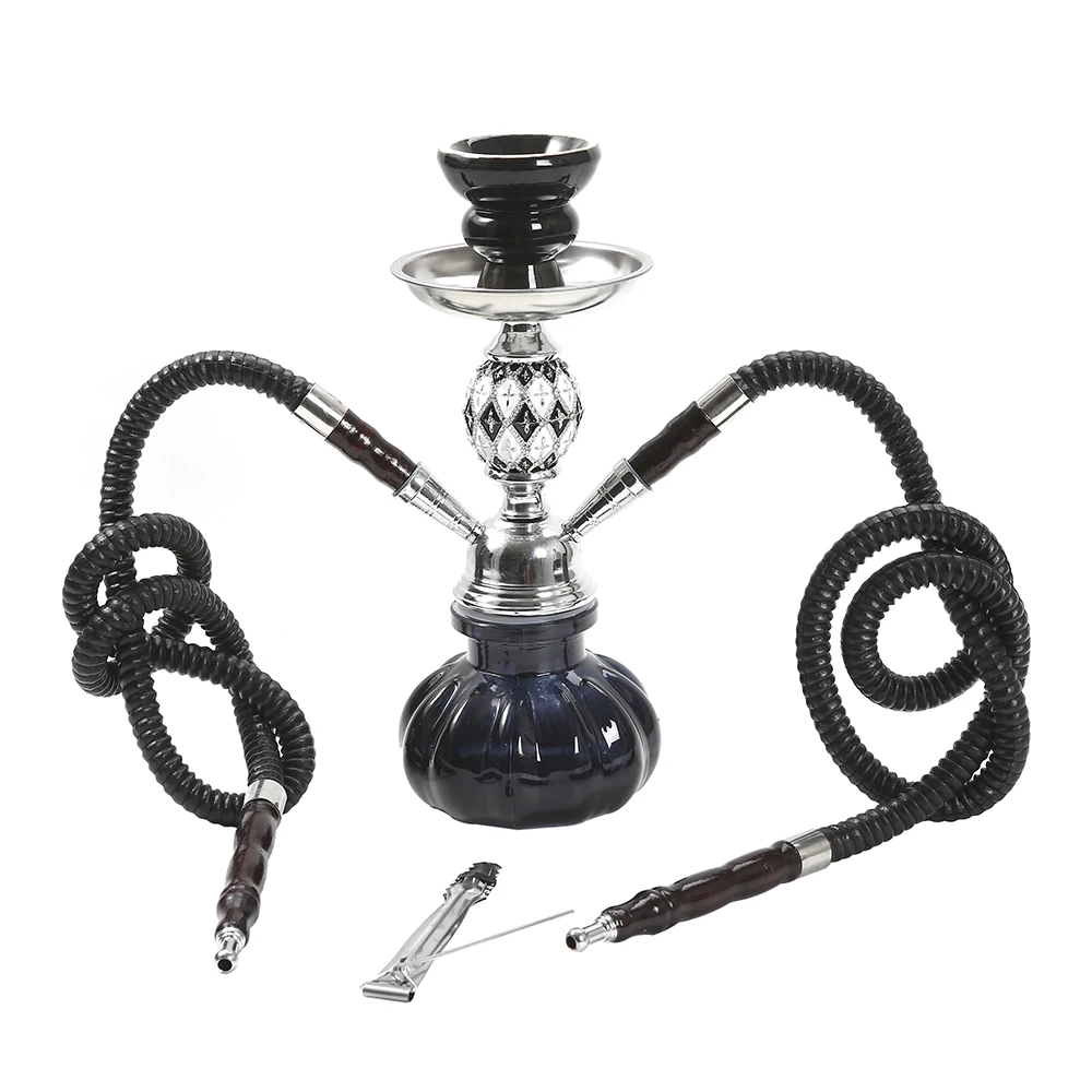 Небольшой дорожный портативный двойной шланг стеклянный кальян chicha с поддон для