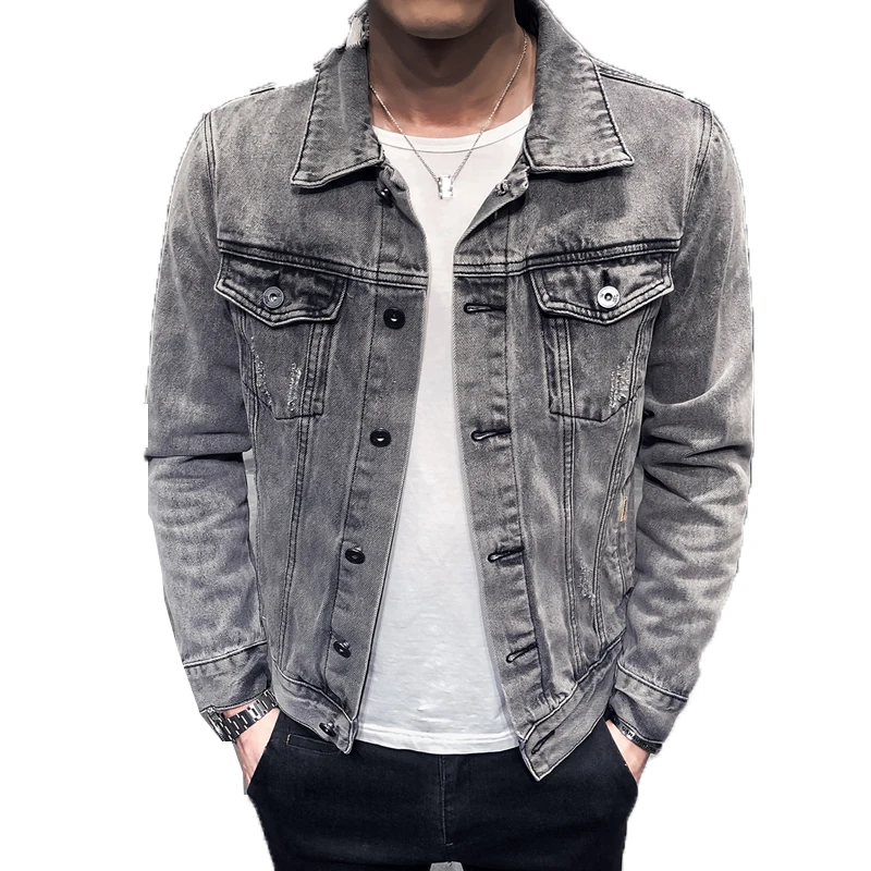 

Jeans Jacket Men Fashion Hole Retro Motorcyle Basic Coat Male Streetwear Bomber Denim Jacket Cowboy Men's Jacket Casual Coats