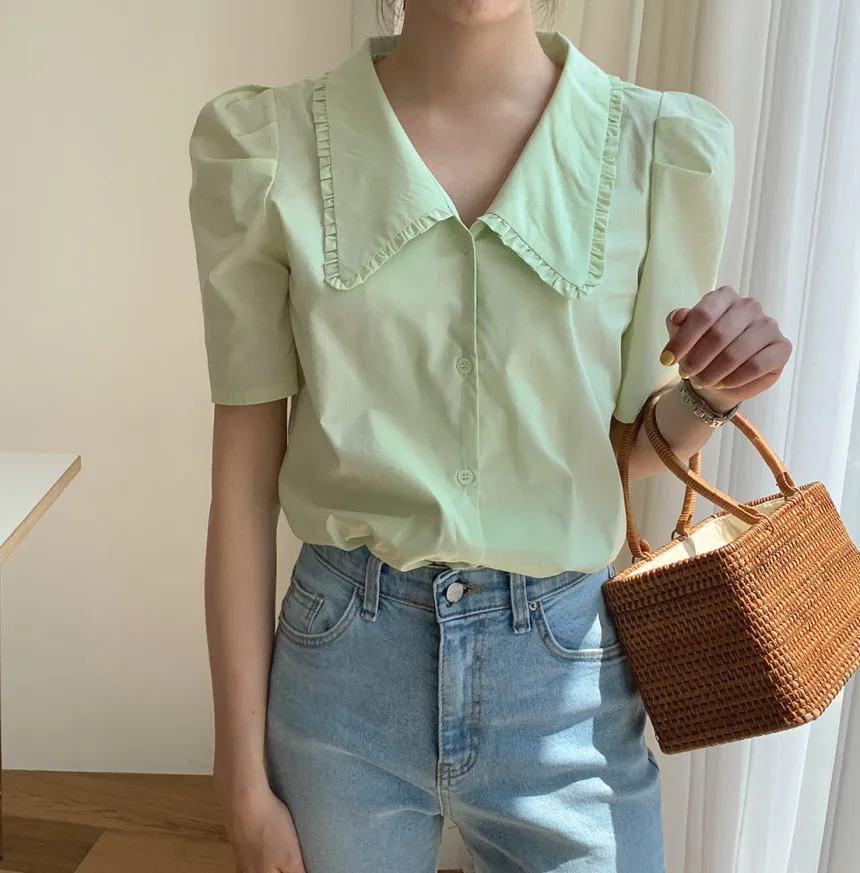 Женская блузка с рукавами-фонариками REALEFT винтажная Повседневная свободного