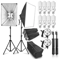 photography 50x70cm softbox lightbox kit 4in1 lamp socket holder with 8pcs 45w bulb 2m light stand for camera photo studio video