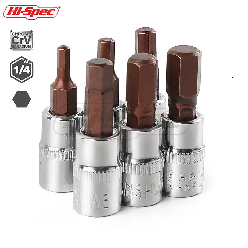 Hi-Spec 6 шт. 1/4 шестигранный адаптер шестигранный ключ шлицевые биты Шестигранная головка Универсальная головка для динамометрического ключа Мини-Трещотка торцевой ключ