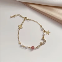 2021 latest fashion trend simple half moon bend bracelet female flash stone bracelet student star and moon jewelry wholesale
