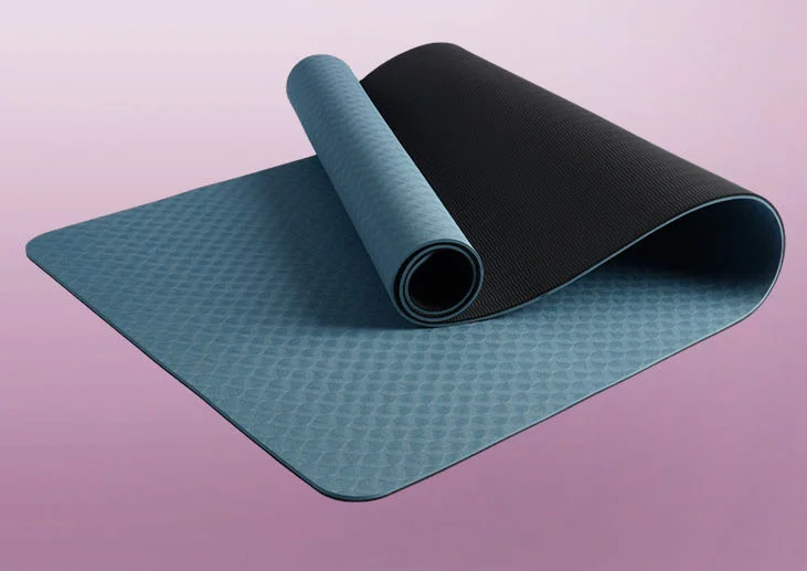 

TPE Anti-slip Yoga Mat Customized Plank Support Mat Dance Mat Fitness Mat Bicolor with Position Line 186x61x0.6cm Thicken