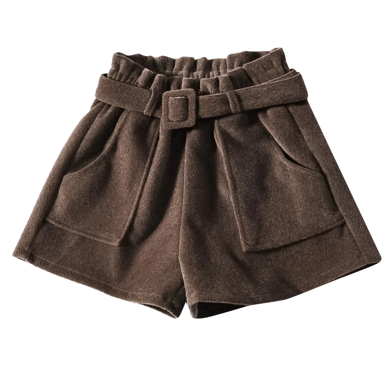 

3 Colors New Autumn Snow Boots Women Shorts Elastic Flower Bud Wide Leg Pants Female Imitation Mink Shorts Mujer