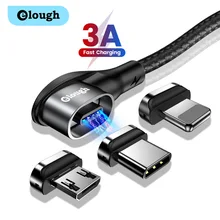 Elough 90 Degree Magnetic Cable 3A Fast Charging Type C Cable Magnetic Charger Micro USB Cable Mobile Phone for iPhone 13 12 11