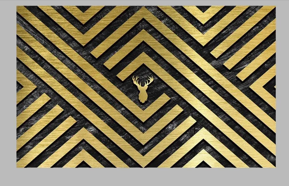 Настенные 3D обои Milofi Золотая фольга геометрические фигуры современный золотой