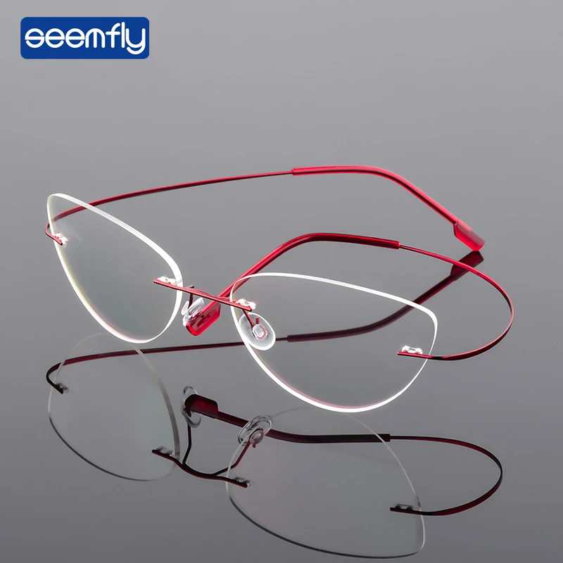 

Seemfly Fashion Titanium Alloy ultralight Elastic Frameless Metal Spectacle Frame For Men and Women Ultralight Myopia Lens Frame