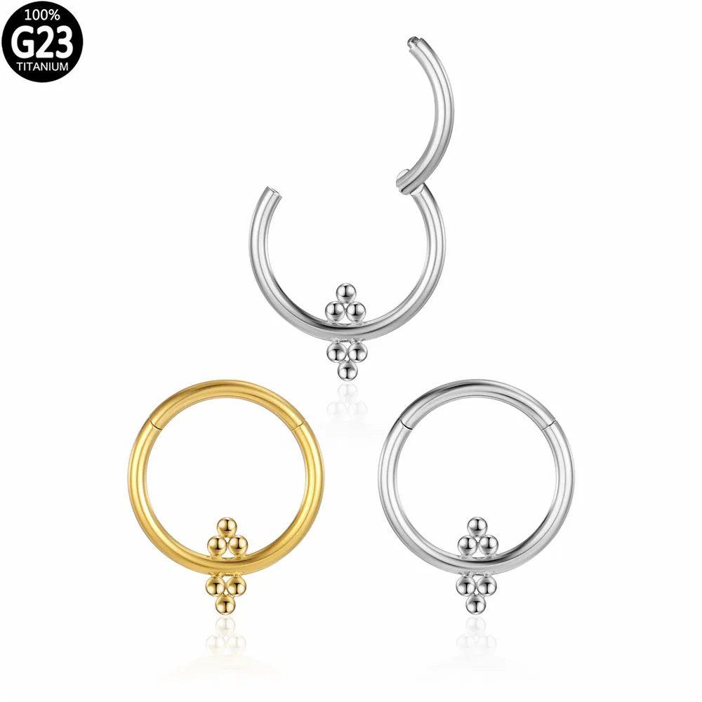 

G23 Titanium Segment Hinged Black Rings Nose Hoop Ball Ear Tragus Cartilage Labret Piercing Daith Helix Septum Clicker Jewelry