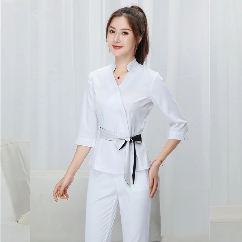 Женская белая одежда для салона красоты рабочая официанта в отеле спа униформа