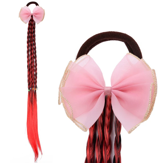 Аксессуары для волос кружевной бант парик веревка девочек длинные хвосты банты