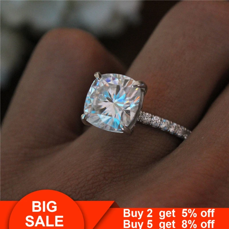 Модное кольцо 925 пробы Серебряная Подушка cut 1ct AAAAA cz обещание обручальные кольца