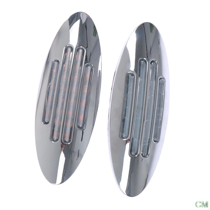 

24LED Red Truck Trailer Side Marker Light Oval Chrome Base 12V Reverse Light
