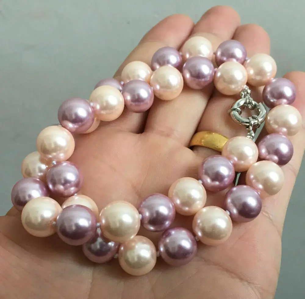 

12mm Multicolor Shell Pearl Necklace AAA+ 18"