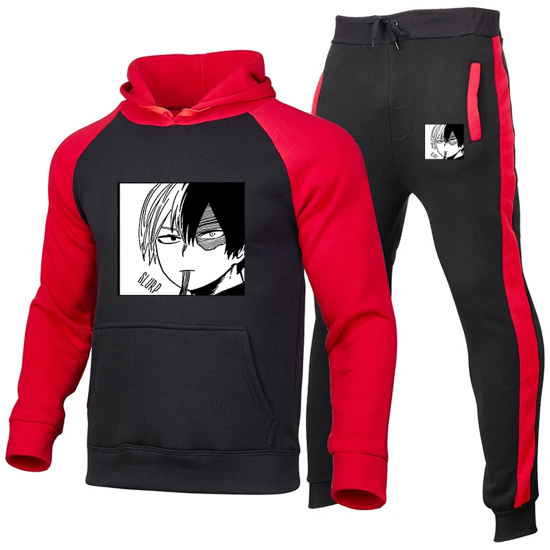 

2021 new men's raglan sleeves my hero academy hero academy men's and women's fashion suit stitching printed hoodie