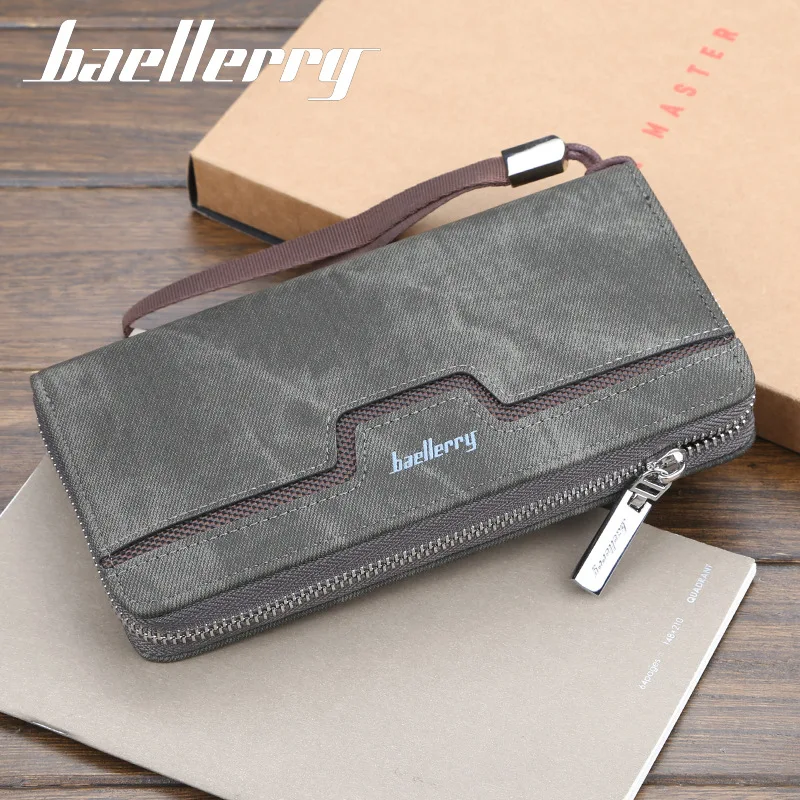

Длинные кошельки baellerry для мужчин, кредитница на молнии, клатч из искусственной кожи, деловой повседневный мужской бумажник с кармашками дл...