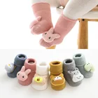 Осенне-зимние плотные Мягкие хлопковые носки для маленьких девочек, носки для новорожденных с рисунками животных, детские носки для мальчиков, теплые носки для пола