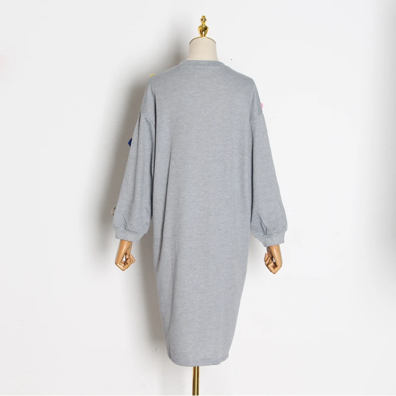 CHICEVER Лоскутные женские платья с бантами круглым вырезом фонарь длинным рукавом