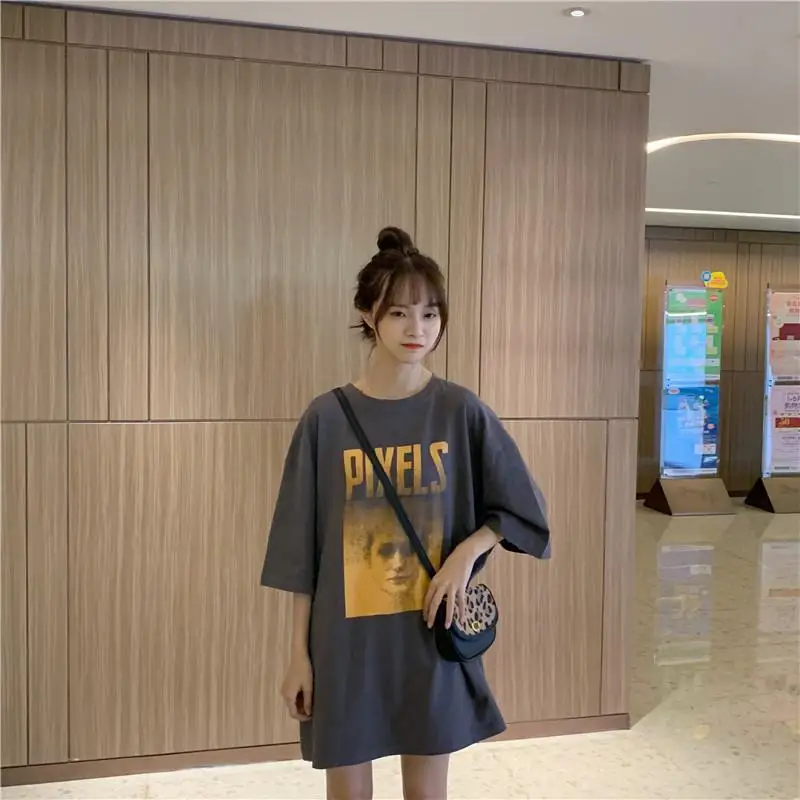 

European large version of summer short-sleeved t-shirt female fashion instagram students loose size half-sleeve disco clothes