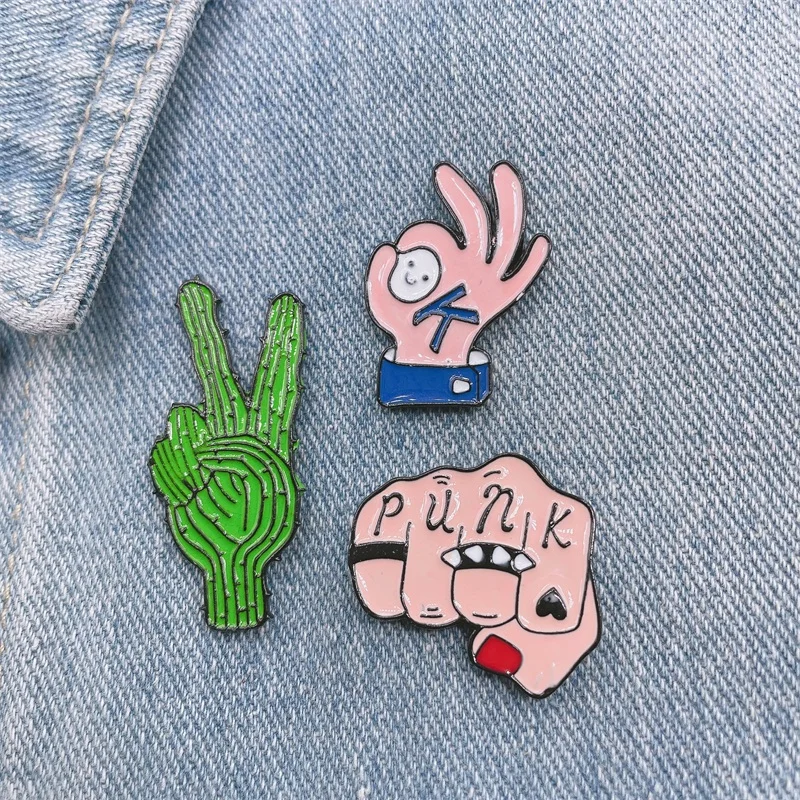 Креативная забавная эмалированная брошь в виде жеста OK Yeah с изображением