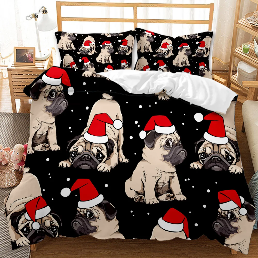 

Christmas Themed Duvet Cover Cartoon Dog Printed Bedding Set Chic Winter Snowflake Comforter Cover for Girls Daughter Bedroom