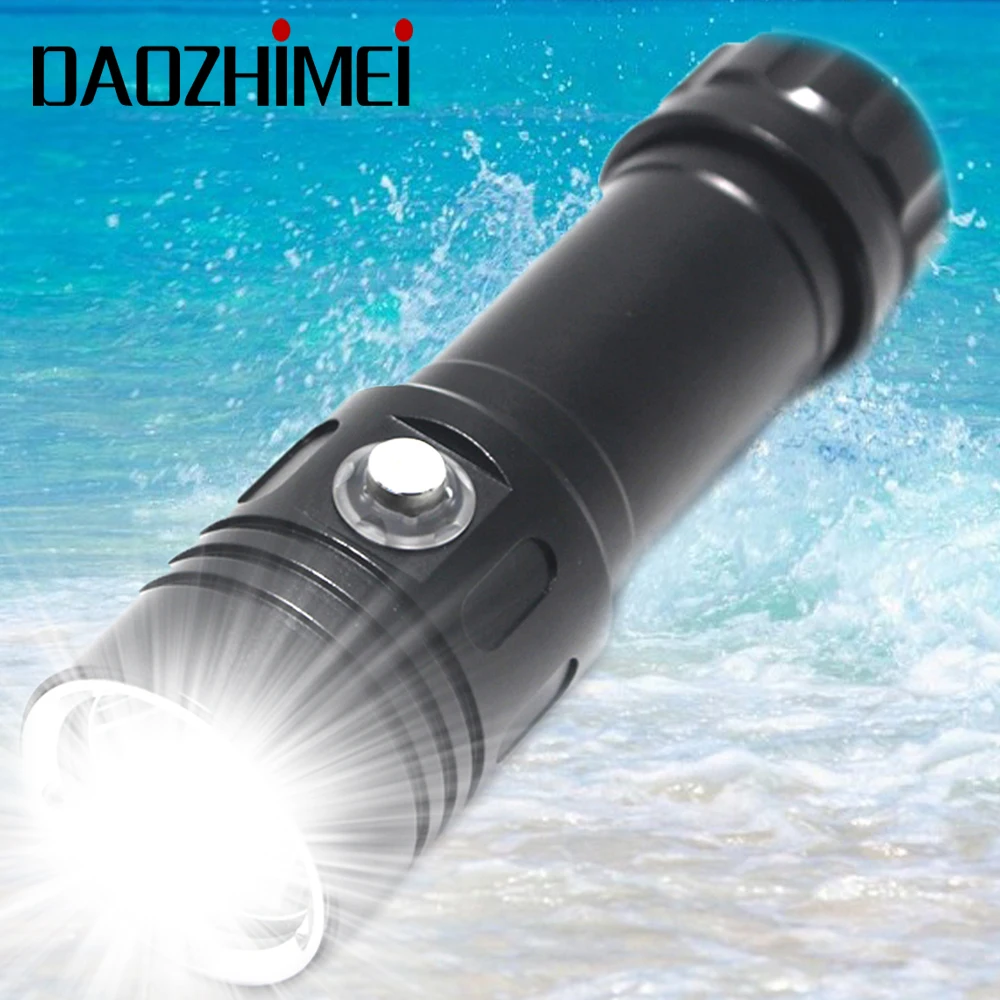 

6000LM XM-L2 Diving flashlight LED Underwater Flashlights 18650 or 26650 Tactical Waterproof Portable Lantern 4-Mode dive light