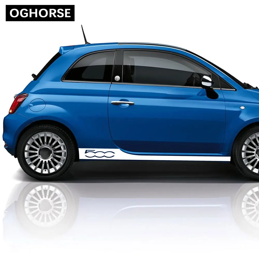 2 предмета в комплекте, для стайлинга автомобилей, для гонок, Abarth, с боковыми полосками, для юбки, наклейка, для украшения тела, индивидуальная наклейка для Fiat 500, аксессуары