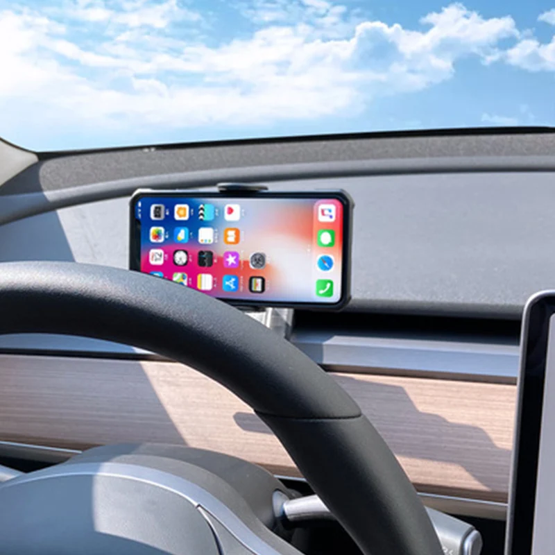 

Новинка 2021 для Tesla Model 3 Y автомобильные аксессуары крепление фиксированный зажим безопасный держатель для сотового телефона черный Автомоб...