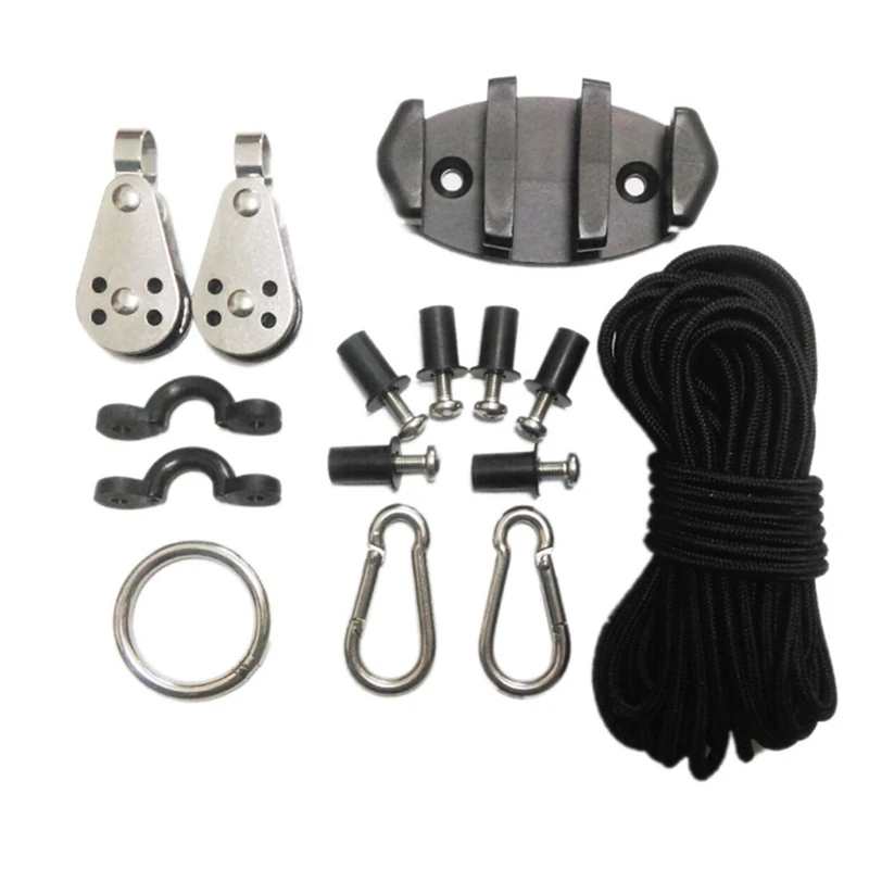 

Water Sports Kayak Canoe Anchor Trolley Kit Cleat Rigging Ring Pulleys Pad Eyes Well Nuts Screws Kayak Accessories Set