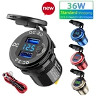 Светодиодный дисплей 36 Вт 12 В USB Разъем Автомобильный QC3.0 металлический переключатель водонепроницаемый универсальный грузовик автомобильный прикуриватель разъем для телефона планшета камеры