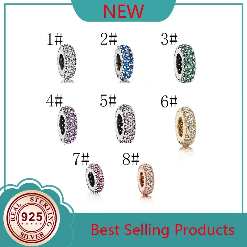 

Authentic 925 Sterling Silver Pave Inspiration Spacer Charms Fit Pan Bracelet For Women Diy Jewelry Bead