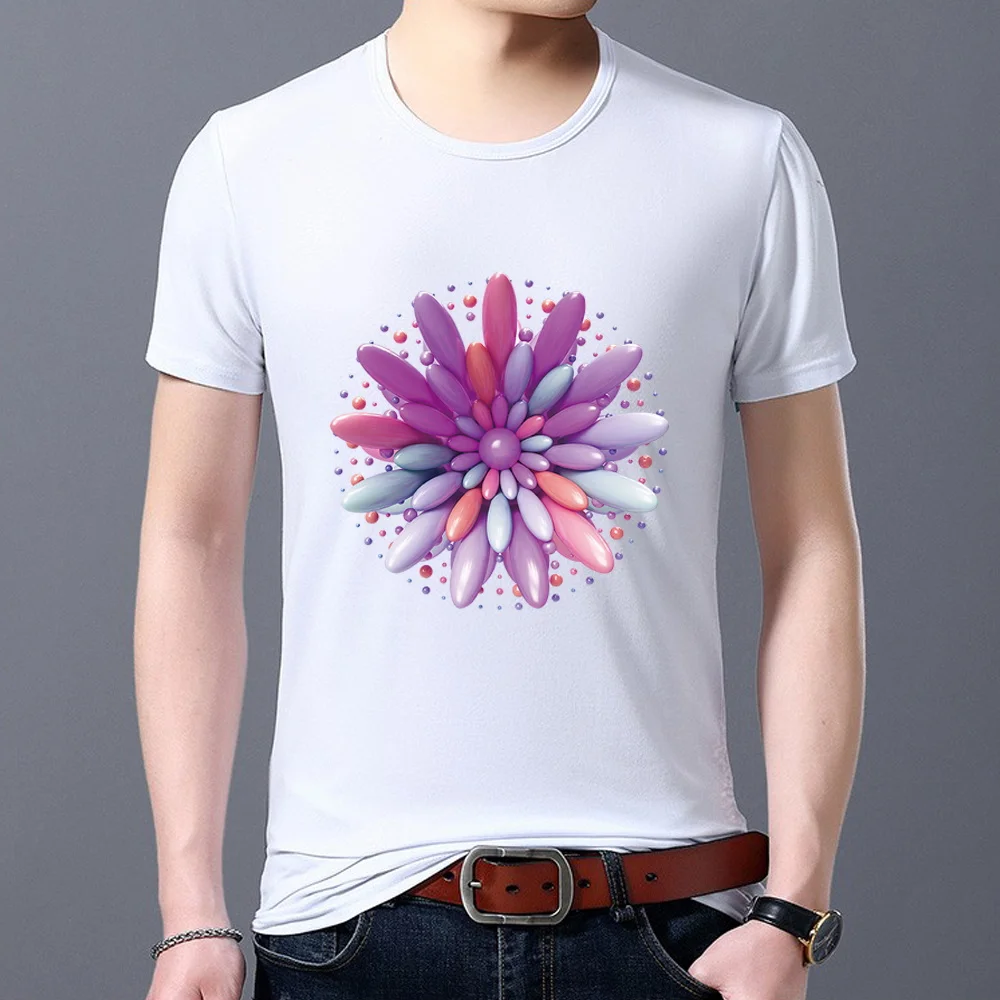 

Men's T-shirt Classic White Street Fashion Comfortable Casual Slim Simple 3D Pattern Printing Series O-neck Youth Short Sleeve