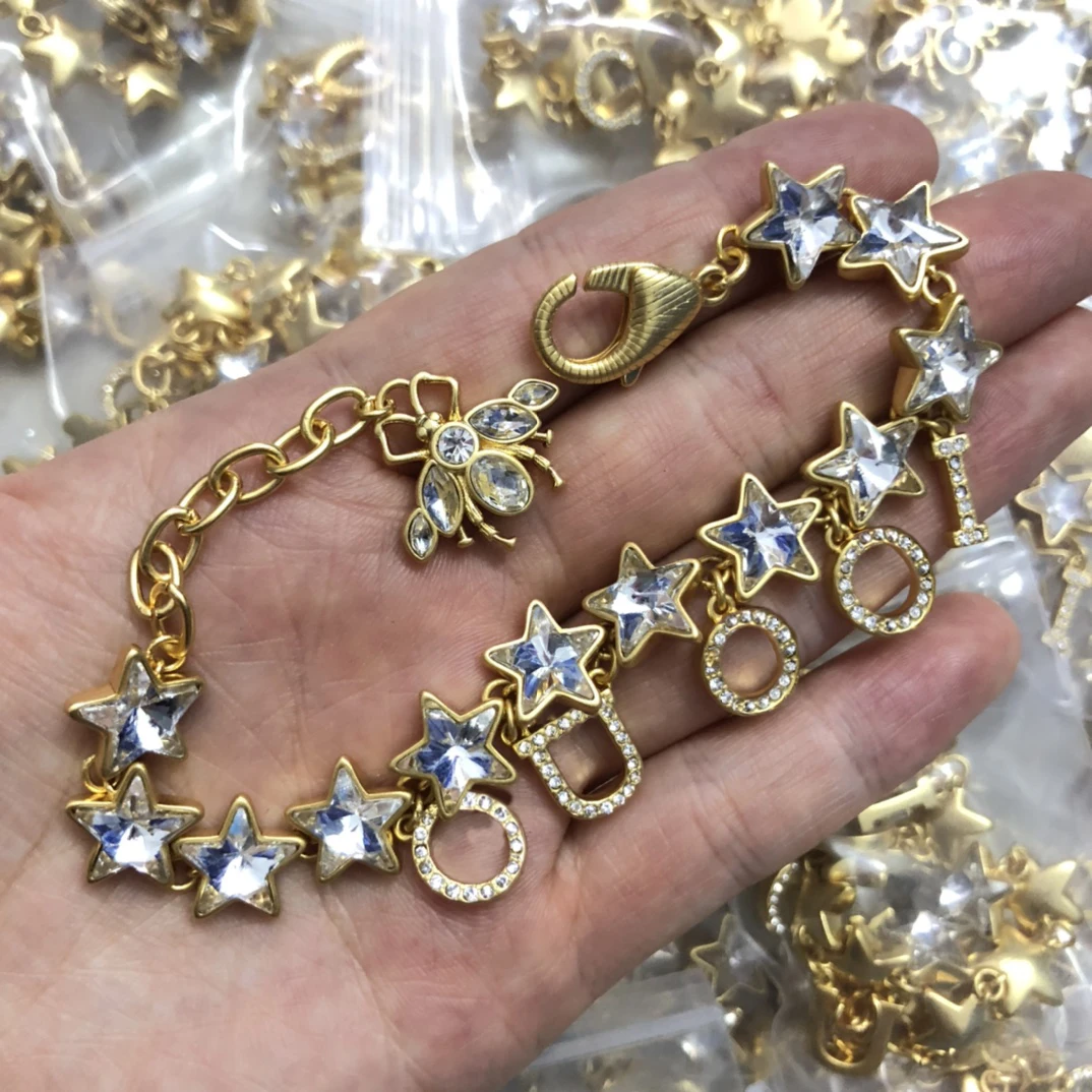 

S925 sterling silver ladies blue letter bracelet. Retro style, high-quality jewelry, original 1:1, birthday gift