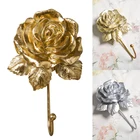1 шт. винтажный крючок с розовым цветком, вешалка для одежды, пальто, платьев, шляп, настенная вешалка для двери ванной комнаты, Золотой держатель для полотенец, золотой, серебряный