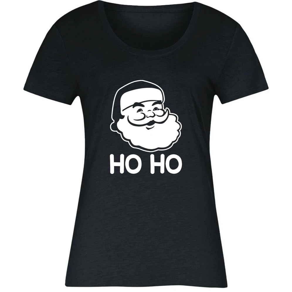 Забавный Санта Клаус Хо футболка Рождественская песня лирика Дамы Топ