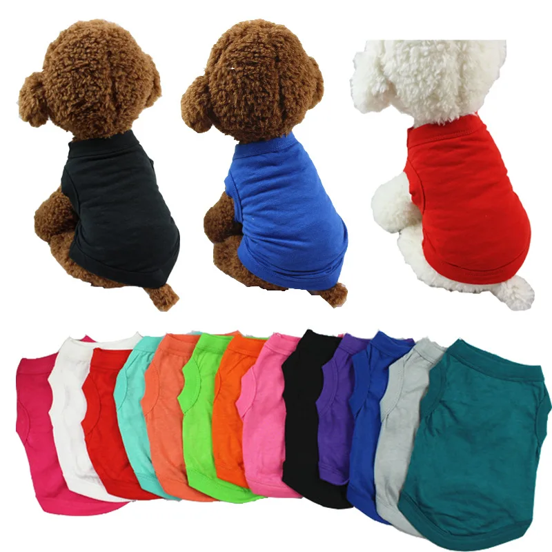 

Summer 100% pure cotton solid color dog vest dog shirt small dog clothes Teddy Chihuahua pet clothes wholesale custom